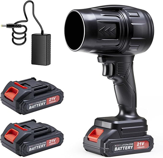 21V Handheld Leaf Blower – 98,000RPM High-Speed Motor, 1.9LB Ultra-Lightweight Hand Blower with 2 Batteries & Charger for Yard, Patio, Car Drying & Workshop