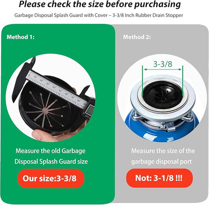 Garbage Disposal Splash Guard with Cover – 3-3/8 Inch Rubber Drain Stopper for Kitchen Sink, Fits Whirlaway/Waste King/GE, Prevents Water Splash & Clogs, Heavy-Duty Anti-Splash Guard (3-3/8 Inch)
