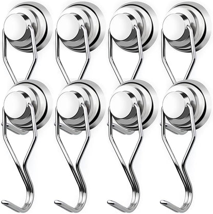 E BAVITE Swivel Swing Magnetic Hooks, 80lbs Heavy Duty Neodymium Magnet Hook with Epoxy Coating for Refrigerator, Cruise, BBQ Grill Tools etc, 2.66in in Length, Pack of 8