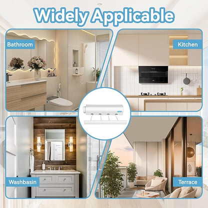 Retractable Clothesline, 5 Line Retractable Indoor Clothesline Wall Mounted Telescopic Clothes Drying Rack Punching Installation Laundry Line (Five Ropes)