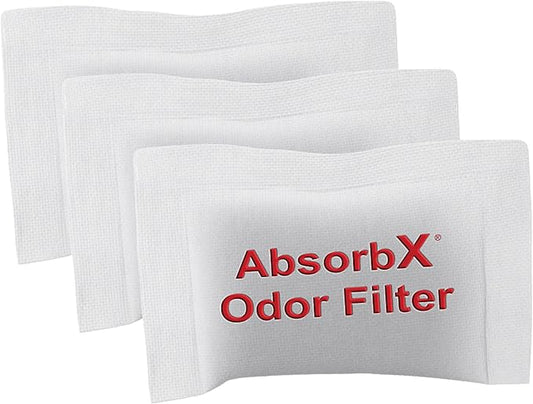 iTouchless Official AbsorbX Trash Can Odor Filters 3-Pack All Natural Activated Charcoal Deodorizer Air Freshener Absorber Stops Garbage Smells for 8 Gallon & Larger Garbage Bins with Compartment