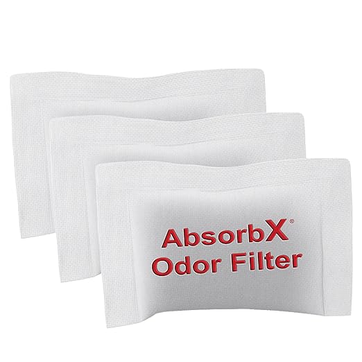 iTouchless Official AbsorbX Trash Can Odor Filters 3-Pack, Stops Garbage Smells, All Natural Activated Charcoal Deodorizer Air Freshener Absorber for 8 Gallon & Larger Garbage Bins with Compartment
