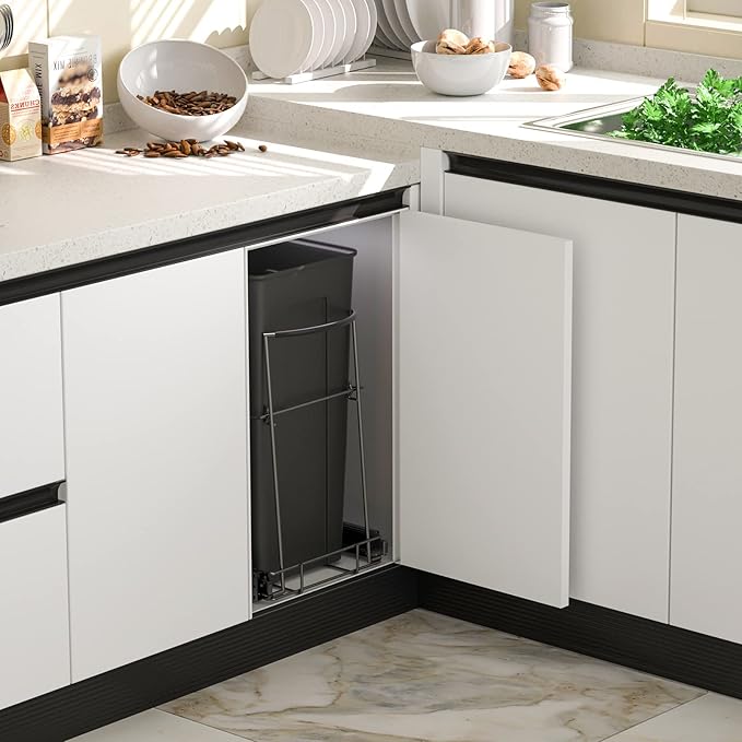 Insputer Pull Out Trash Can Under Cabinet, Requires 13" W X 18" D Cabinet, Under Sink Trash Can Kit, Slide Out Garbage for Kitchen(Not Included Can)