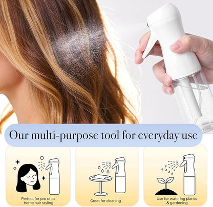 3Pcs Continuous Spray Bottles For Hair,Ultra Fine Mister for Hair Styling, Plants, Cleaning, Salon, Misting & Skin Care (200ml Clear*3)