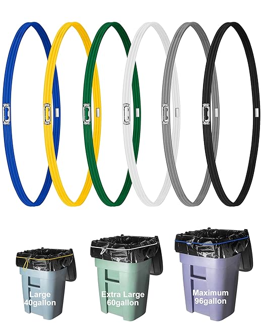 Large Rubber Bands for Trash Can Fits up 40-96 Gallon Extra Large Trash Can Rubber Bands Garbage Can Bands Outdoor Trash Bag Holder Multifunction Bands Buckles of common metal for Picnic Camping Party