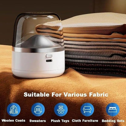 Electric Fabric Shaver – USB Rechargeable Lint Remover with 6 Blades, Safe for All Fabrics, Clothes, Sweater, Sofa & Furniture – Portable Pilling Remover for Home & Travel (White)
