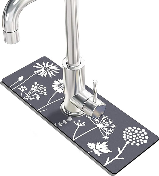 Kitchen Sink Splash Guard Faucet Mat -1 PC Super Absorbent Fast Drying Mat Sink Gadgets-Splash Guard Behind Faucet Drip Catcher for Kitchen(15" X 5.5" )