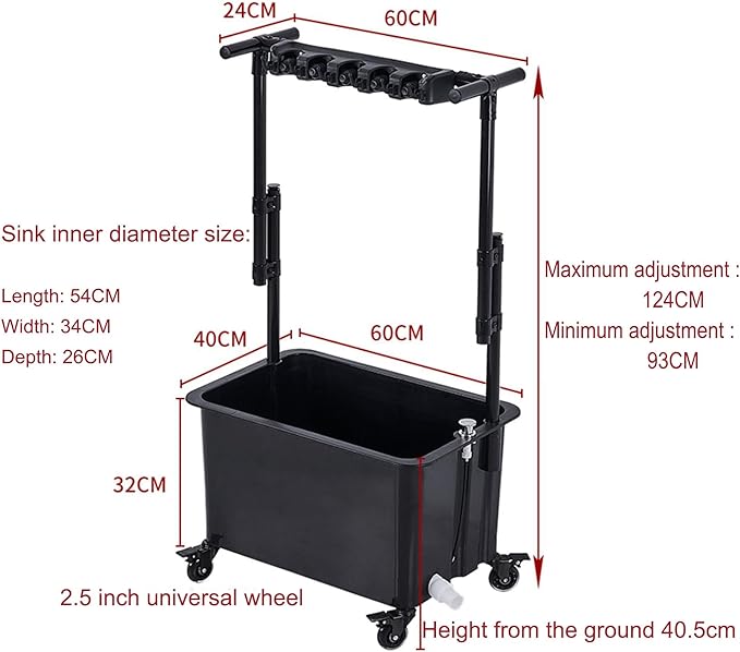 Mop Bucket and Broom Holder Cleaning Supplies Garden Tool Organizer Rack Cleaning Cart on Wheels Broom Storage Cabinet Freestanding Broom Closet for Garden Gara
