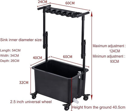 Mop Bucket and Broom Holder Cleaning Supplies Garden Tool Organizer Rack Cleaning Cart on Wheels Broom Storage Cabinet Freestanding Broom Closet for Garden Gara