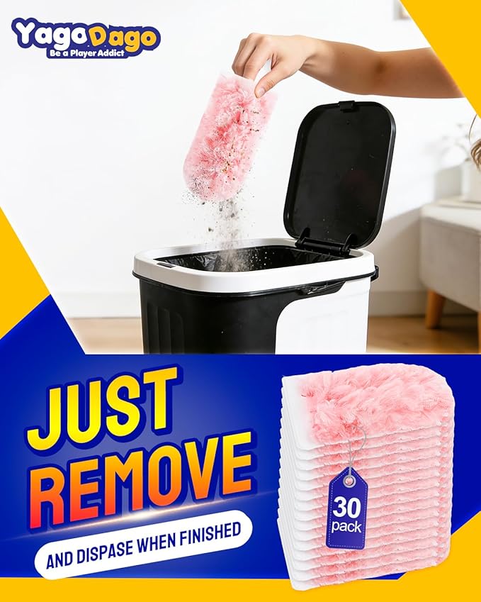 32 Count 360 Duster Refills, Unscented Heavy Duty Dusters Refills with 2 Detachable Handles, Compatible with Swiffer Duster Handle, Dusters for Cleaning Blinds, Ceiling Fans