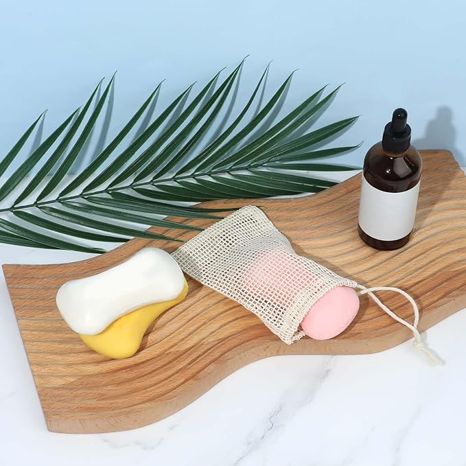 COMNICO 10 PCS Soap Bags Natural Sisal Soap Saver for Foaming and Drying Bubble Mesh Soap Scrubber Pouch Handmade Cotton Bag with Drawstring Body Facial Cleaning Bath Shower Tool