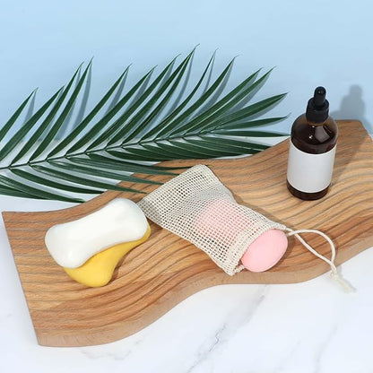 COMNICO 10 PCS Soap Bags Natural Sisal Soap Saver for Foaming and Drying Bubble Mesh Soap Scrubber Pouch Handmade Cotton Bag with Drawstring Body Facial Cleaning Bath Shower Tool