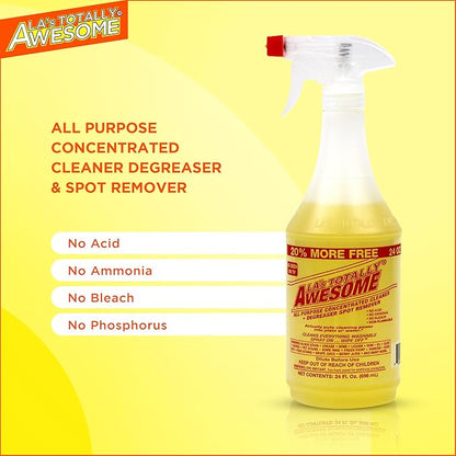 La's Totally Awesome All Purpose Cleaner Spray – 24oz (Pack of 4) Heavy Duty Multi-Surface Degreaser & Stain Remover – Ready-to-Use Cleaning Spray for Kitchen, Bathroom, Floors, Auto & More