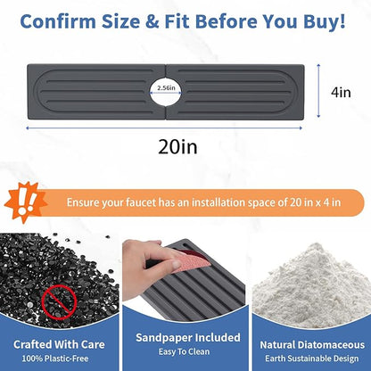 Kitchen Faucet Mat, Diatomite Sink Faucet Mat Splash Guard for Kitchen, Water Absorbing Stone Tray for Sink, Quick Drying Faucet Mat for Kitchen Sink, Absorbent Stone Drying Tray for Bathroom Counter