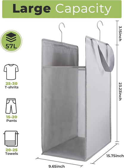 FENTEC Fentec Hanging Laundry Hamper, Hanging Laundry Basket, Slim Laundry Hamper Bag with Handles, Portable Hanging Closet Hamper, Mesh Heavy Duty Hanging Laundry Bag (Grey,1 Pack)