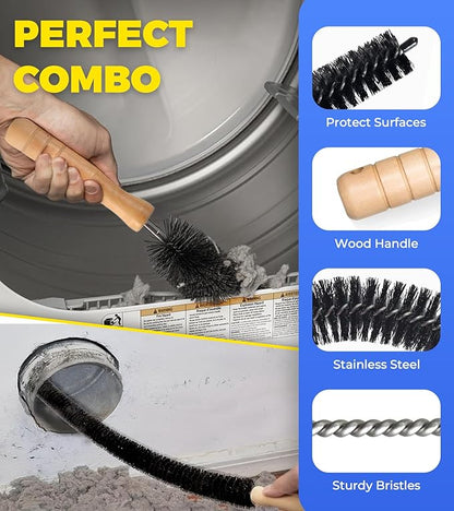 2 Pieces Dryer Vent Cleaner Kit - Flexible Dryer Lint Vacuum Attachment and Bendable Dryer Lint Brush - Lint Remover Compatible with All Vacuum Cleaner Laundry Room (Blue)