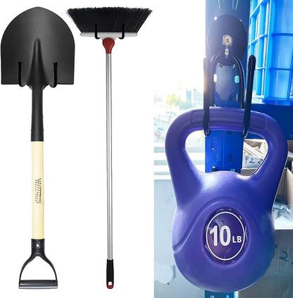 Pmsanzay 2 Pack Strong Magnetic Garage Storage Hooks, Heavy Duty Magnet Organizer Hooks with Rubber Coating for Garden Tools, Hose,Workshop,Pool Tools,for Indoor & Outdoor Hanging (Black)