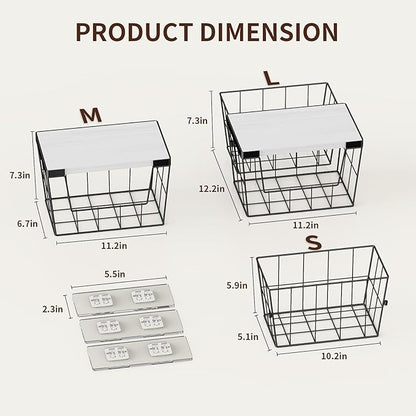 Trash Bag Holder Dispenser 2-Pack, Under Sink Organizer with Wood Lid & Wall Mount, Large Capacity for 13 Gallon Kitchen Trash Bags, Plastic Bag Storage for Laundry Room and Pantry Organization