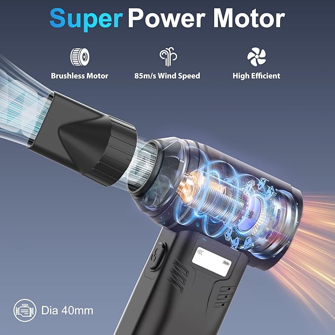 Electric Air Duster, 150000RPM Powerful Cordless Blower with Vacuum, 10-Gear Rechargeable Cleaner for Computer, Keyboard, Car Vent and Camera Gears