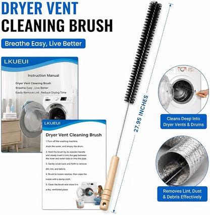 Dryer Lint Brush Vent Cleaner Lint Trap Cleaning Tool Dryer Vent Brush Long Flexible with Wood Handle 27.95 Inches Medium Size for Dryer Vent Cleaning DIY Enthusiasts Homeowners (2, PCS)