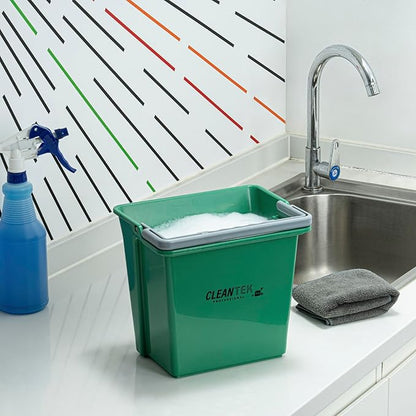 Restaurantware-Clean Tek Professional 6 Quart Cleaning Bucket, 1 Utility Pail with Handle - Heavy-Duty, Portable, Green Plastic Washing Pail, Perfect for Household, Outdoor, Car Wash and More