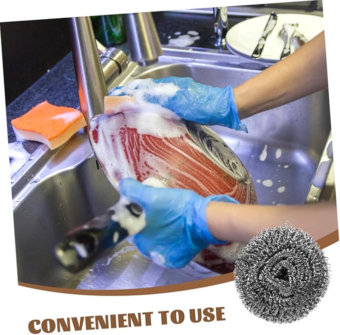 KICHOUSE 12 Pcs Kitchen Steel Scrubbers Durable Metal Cleaning Balls for Dishes Pots and Pans Exceptional Performance for Tough Grease and Grime Removal