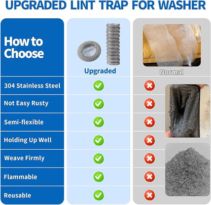 40 Pieces Lint Traps Stainless Steel Washing Machine Lint Snare Traps Laundry Mesh Washer Hose Filter with 40 Pcs Cable Ties