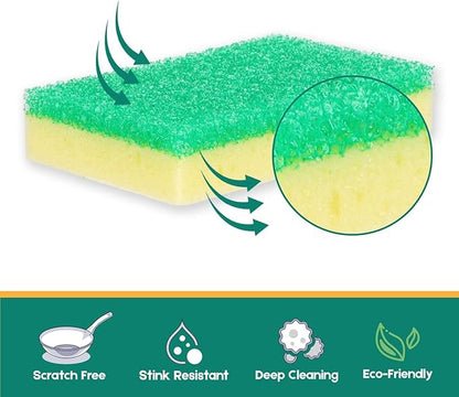LAUNDRYLUX Scrub Sponge, Dual-Sided Temperature-Responsive Scrubber - Non-Scratch - Multipurpose Dish Sponges for Kitchens, Bathrooms, and Outdoor Use - 4 Pack
