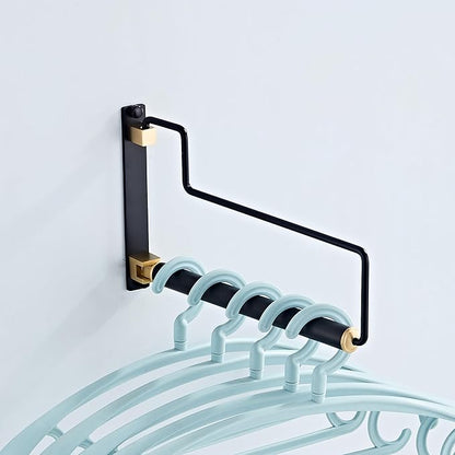 Folding Clothes Hanger Drying Rack Black Wall-Mounted Clothes Organizer for Laundry Room Closet Storage