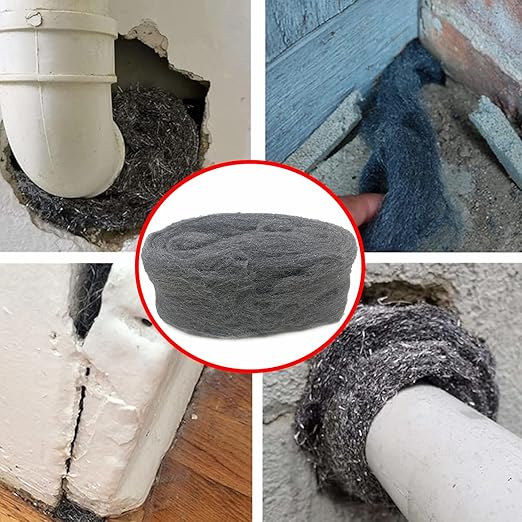 2 Pack 3" x16 Ft Steel Wool Roll, antfees Steel Wool Fill Fabric Roll, Coarse Wire Wool Hardware Cloth DIY Kit, Gap Blocker for Holes Wall Cracks Vents in Garden House Garage