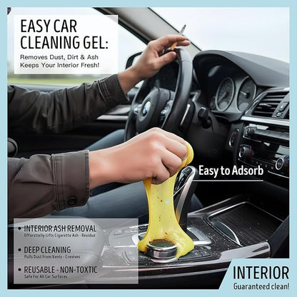 Car Cleaning Gel,Reusable Car Cleaning Putty for Interior Detailing, Car Cleaning Supplies, Auto Detailing Tools, Car Slime for Dust Removal, Car Accessories Interior, Car Cleaning Kit(Yellow, 2.0 OZ)