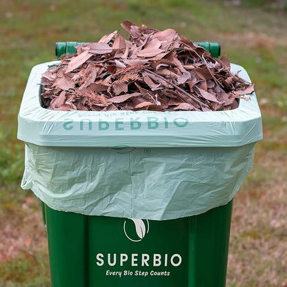 SUPERBIO 96 Gallon Compostable Yard Waste Bags, Extra Thick 1.57 Mil, 10 Count, BPI, OK compost INDUSTRIAL, and Seedling