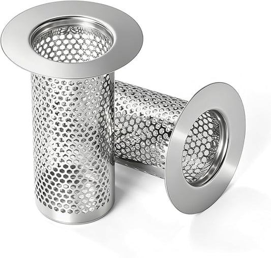 304 Stainless Steel Shower Drain Hair Catcher, Bathtub & Bathroom Sink Drain Strainer, Deep Basket Cover, XL Water Flow Anti-Clog for Pet Hair, Universal Tub Drain Filter Stopper