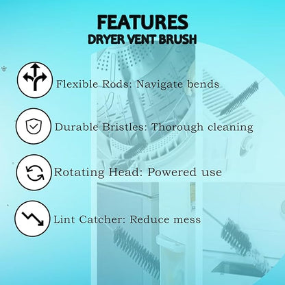 Dryer Vent Cleaner Kit – Flexible Lint Brush for Household Cleaning, Long Refrigerator Coil Brush, Dust & Pet Hair Remover (1-Pack)