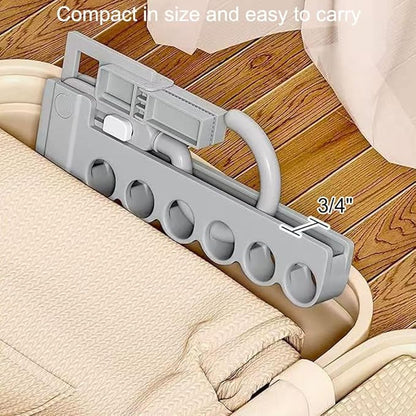 Folding Clothes Hanger Drying Rack,Travel Essentials for Laundry,Portable and Collapsible with Hook,Essentials for Cruise,Vacation,Camping,RV,Road Trip,Hotel,Business Travel, Student Apartment (Grey)