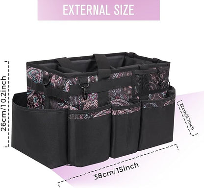SCAVATA Wearable Cleaning Caddy, Cleaning Caddy Supplies Organizer with Handle & Shoulder Straps for Housekeepers, Under Sink & Car Cleaning Tool Organizers Bag with 4 Foldable Divider (Totem)