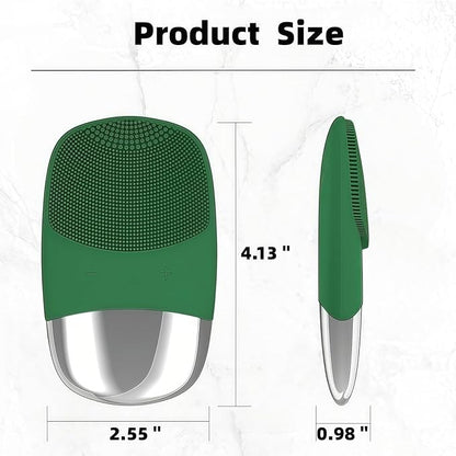 MEGAN Facial Cleansing Brush,USB Rechargeble Electric Silicone Face Scrubber,IPX7 Waterproof Sonic Facial Massager, 3 in 1 face Brush for Deep Cleanning, Blackhead Remover, Exfoliating. (Green)