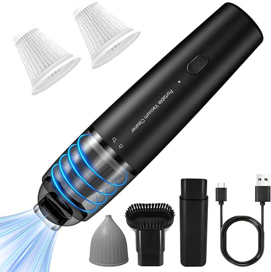 Handheld Vacuum Cordless, Car Portable Mini Vacuum Cleaner 13000 PA Suction Power with 2 HEPA Filter, 2 Suction Modes, Hand Held Vacuum Rechargeable for Car, Home, Pet Hair, Office, Keyboards Black