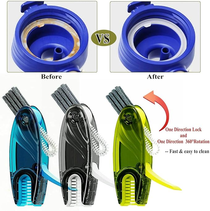 4 in 1 Cup Lid Cleaning Brush Set Multifunctional Bottle Brush Cleaner Tiny Bottle Cup Lid Brush Straw Cleaner Tools Mini Silicone Bottle Cup-Holder Cleaner with Hook Remover Green+Grey