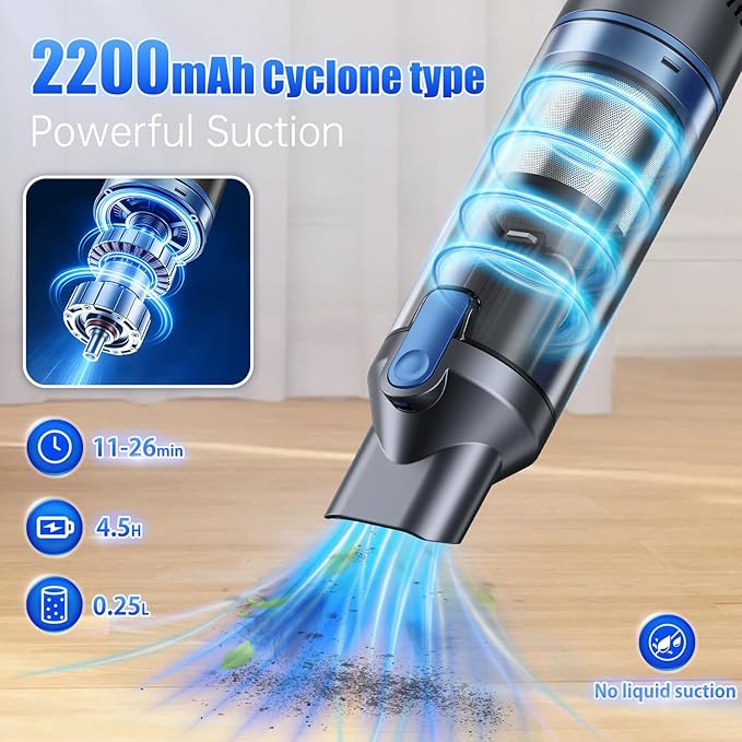 Handheld Vacuum Cordless Cleaner, Compact Powerful Suction And Long Runtime, Lightweight At 1.25lb, Rechargeable Portable Vacuum With One-Touch Empty, Car Accessories Hand Vacuum For Car Home Office