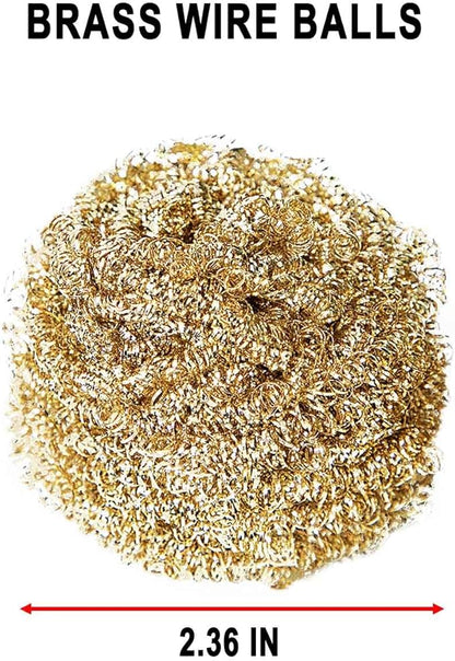 6PCS Brass Kitchen Cleaner, Scrubbing Scour Copper Scrubber Non Scratch Dishes Scrubber Kitchen Steel Wool Easy Scouring Scrubbing Brush Pot Pan Oven Washing Ball Golden Copper Scrubbers