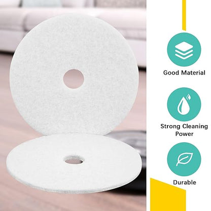 Teenyyou 2 Pcs 12" White Scrubbing Pads Commercial Cleaning Orbiter Pads-Maintenance Non Woven for Floor Buffer Machine