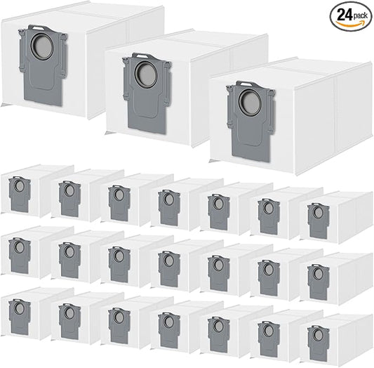 24 Pack Qrevo Dust Bags for Roborock QV 35A/Saros 10R/Qrevo S/Qrevo Pro/Qrevo Plus/Qrevo Master/Qrevo Slim/Qrevo Curv/Qrevo Edge/S8 MaxV Ultra Robot Vacuum, 3L Large Capacity Replacement Dust Bag