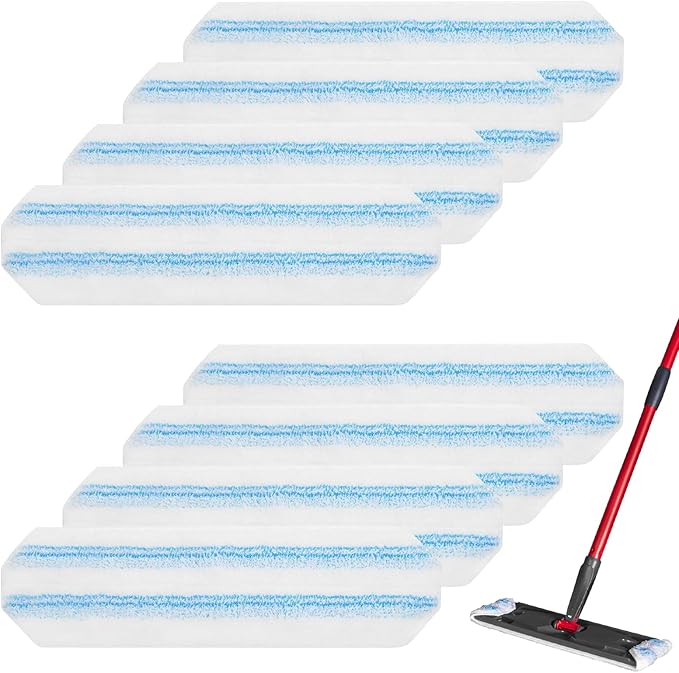 Mop Heads Replacement Compatible with O Cedar H2prO Flat Mop System, H2prO Flat Mop Replacement Pads, Flat Mop Refills, Flat Mop Replace Head for Floor Cleaning, Machine Washable, 8 Pack