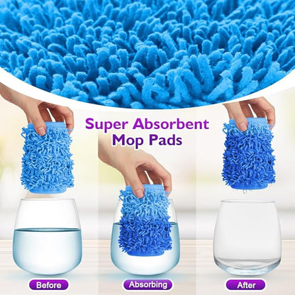 UNIMADE Reusable Mop Pads for Swiffer PowerMop, 8 Pack Microfiber Mop Pad Refill with Scrubber Strips for 13''-15'' SprayMop, Washable Mop Pads Use for Most Floor Types, Designed for Pets - Blue