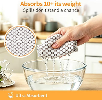 Microfiber Cleaning Cloth Roll, 50 Tear-Away Sheets, Reusable & Washable, Lint-Free, Non-Scratch, Highly Absorbent Cleaning Cloths for Kitchen, Home, Car & Windows, White Waffle, 12 x 12 in