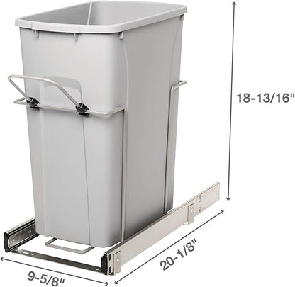 Knape & Vogt RS-PSW10-1-29-R-P in-Cabinet, 18.80 9.3 19-Inch Pull Out Trash Can, Platinum