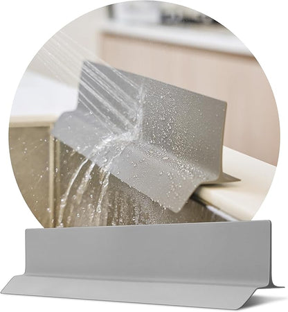 DEARCUS Kitchen Sink Splash Guard 19.7 Inch – Soft Silicone Water Shield for Apartment, Small Kitchen & Bathroom Sinks, Keeps Clothes Dry During Dishwashing, Strong Suction Non-Slip (Gray)