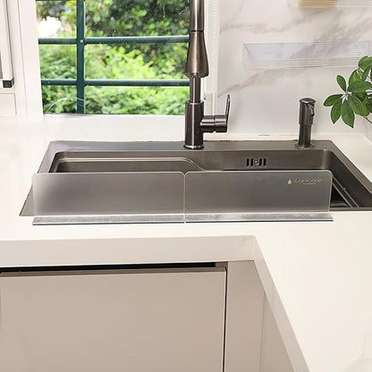 Magnetic Kitchen Sink Splash Guard, Transparent Acrylic (Frosted) - Suitable for Bathroom Kitchen Oil Splash Countertop Dividers Bathroom Sink Splash Guard (8.86 & 10.2) (2pcs)