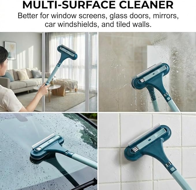 2026 Upgraded Window Screen Cleaner, 2 in 1 Detachable Screen Cleaning Brush with Squeegee, Wet Dry Dual Use,Multi-Functional Cleaner Tool for Patio, Door, Porch Screens (3)